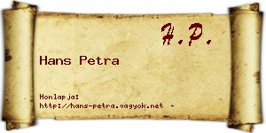 Hans Petra névjegykártya