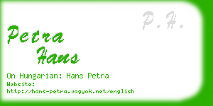 petra hans business card